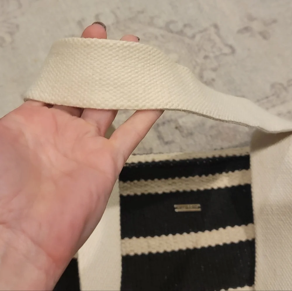 Billabong Woven Striped Black and Cream Tote Bag